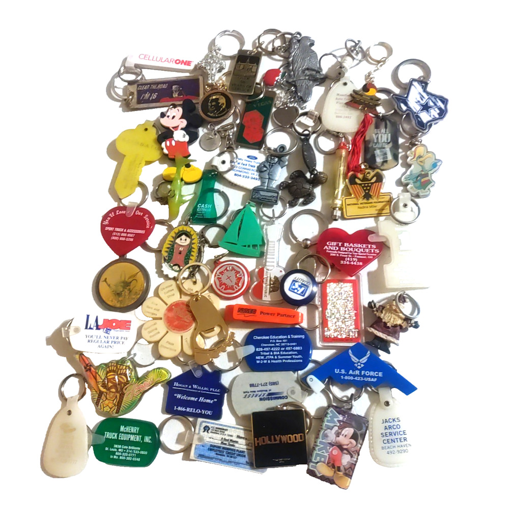 Keychain Lot Of 50 Pieces 1 Pound 10 Ounces Vintage New Metal Plastic